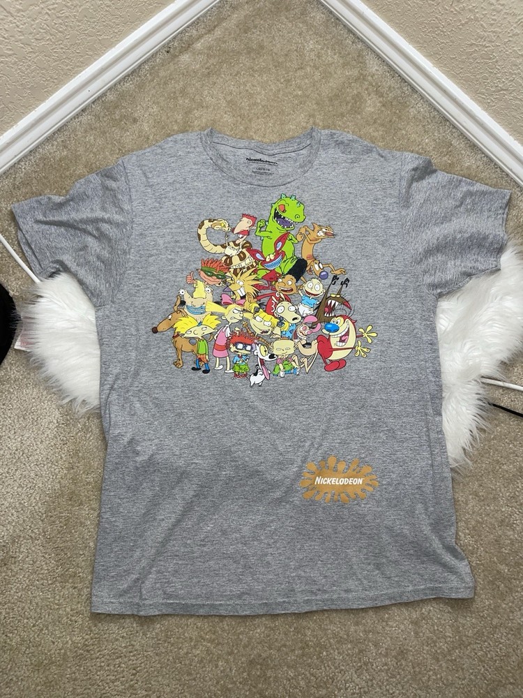 Nickelodeon Rugrats Mens Graphic T-Shirt Gray Crew Neck Short Sleeve Tee L