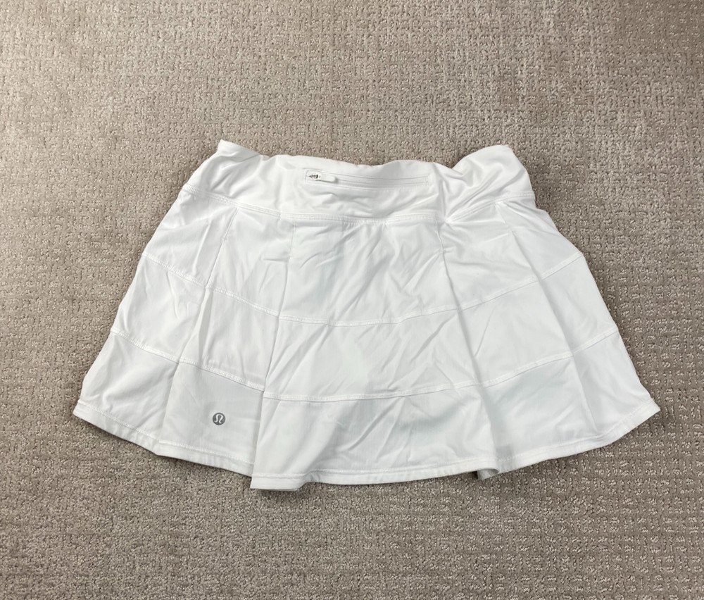 Lululemon Pace Rival Skirt Womens 8 Tall White Pleated Tennis Golf Skort W8A85T