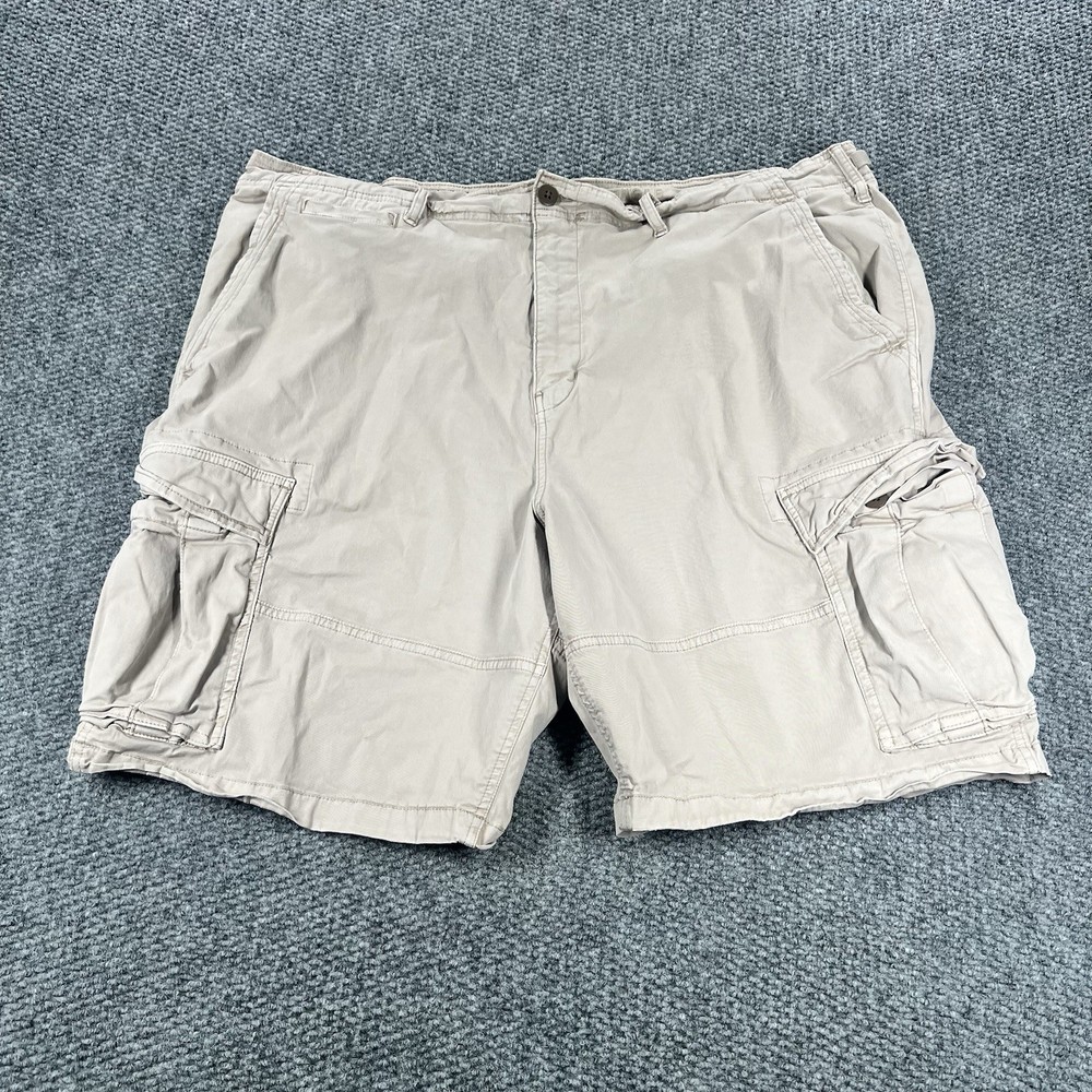 American Eagle Cargo Shorts Men’s 44 Khaki Beige Flex Adjustable Waist Y2K