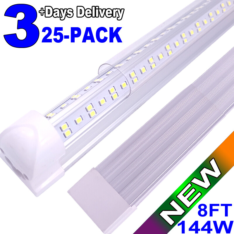 25/Pack 8ft LED Shop Light Linkable Ceiling Tube Fixture 144W Daylight 6500K