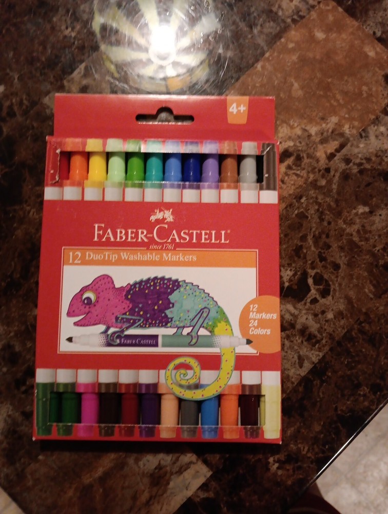 DuoTip Washable Markers Set - 12 Dual-Ended Markers with 24 Vibrant Colors