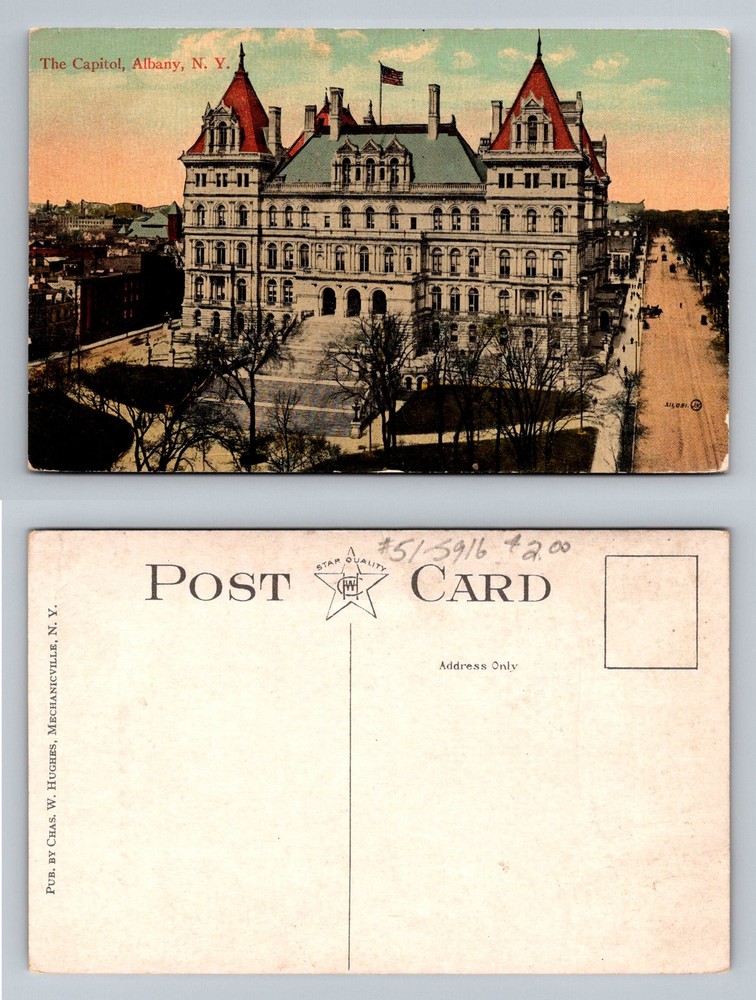 Albany, NY-New York, Bird's Eye View Of State Capitol Building Vintage Postcard