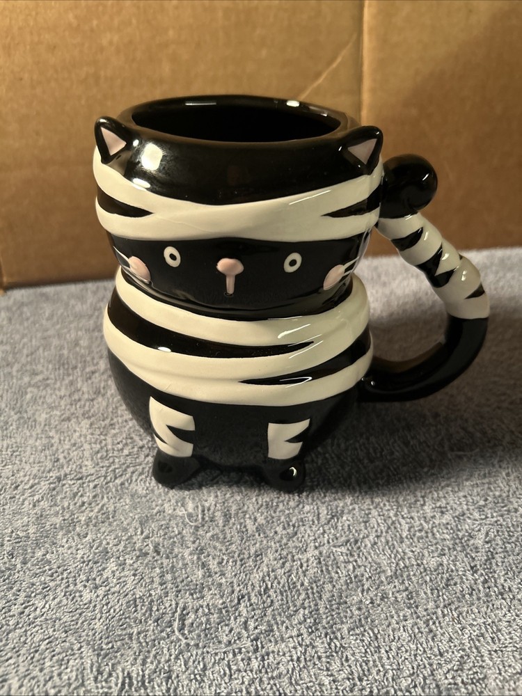 Coffee Mug - Black Cat Mummy Holiday Home - Tea Collectable Art Retro Halloween