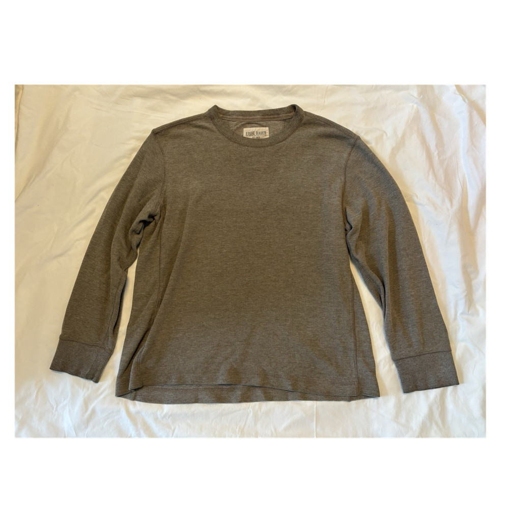 Eddie Bauer Thermal brown Crew Neck Long Sleeve Men's T-Shirt Size L