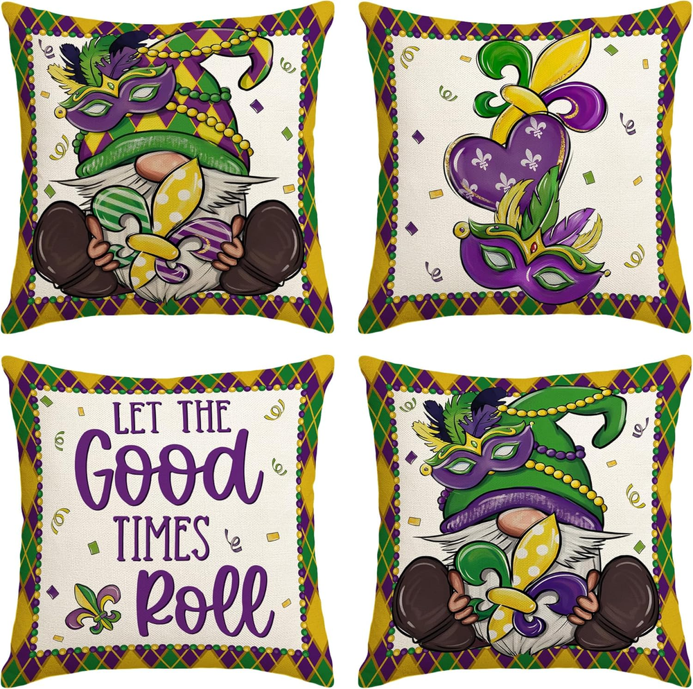 Mardi Gras Pillow Covers New Orleans Brazi Carnival Throw Pillow Case Fat Tuesda
