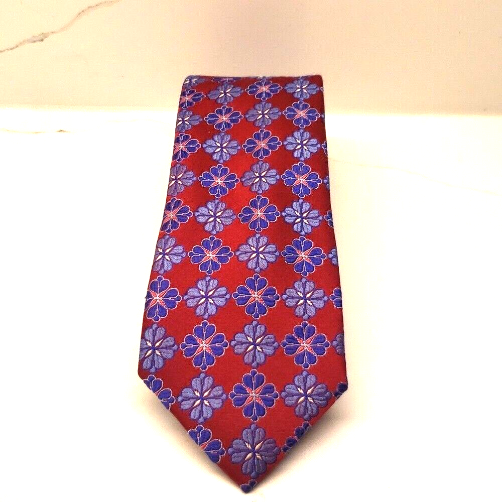 Nordstrom Mens Silk Tie in Red Blue Floral Pattern