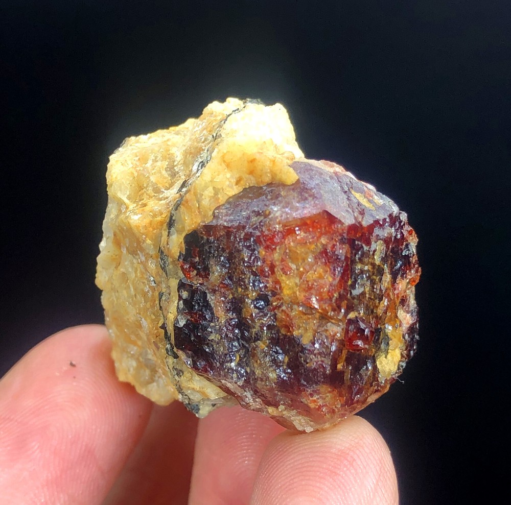 62 Gm Fluorescent Red Zircon On Matrix Crystal Specimen From Skardu Pakistan