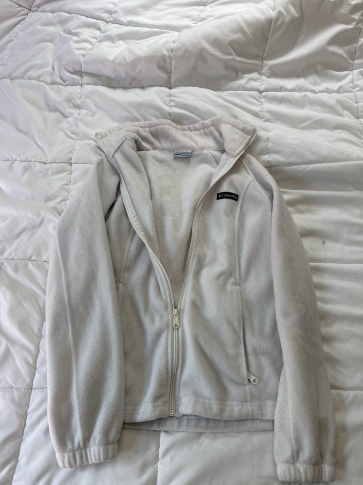 Columbia Womens White Full Zip Up Fleece Jacket  Size Small