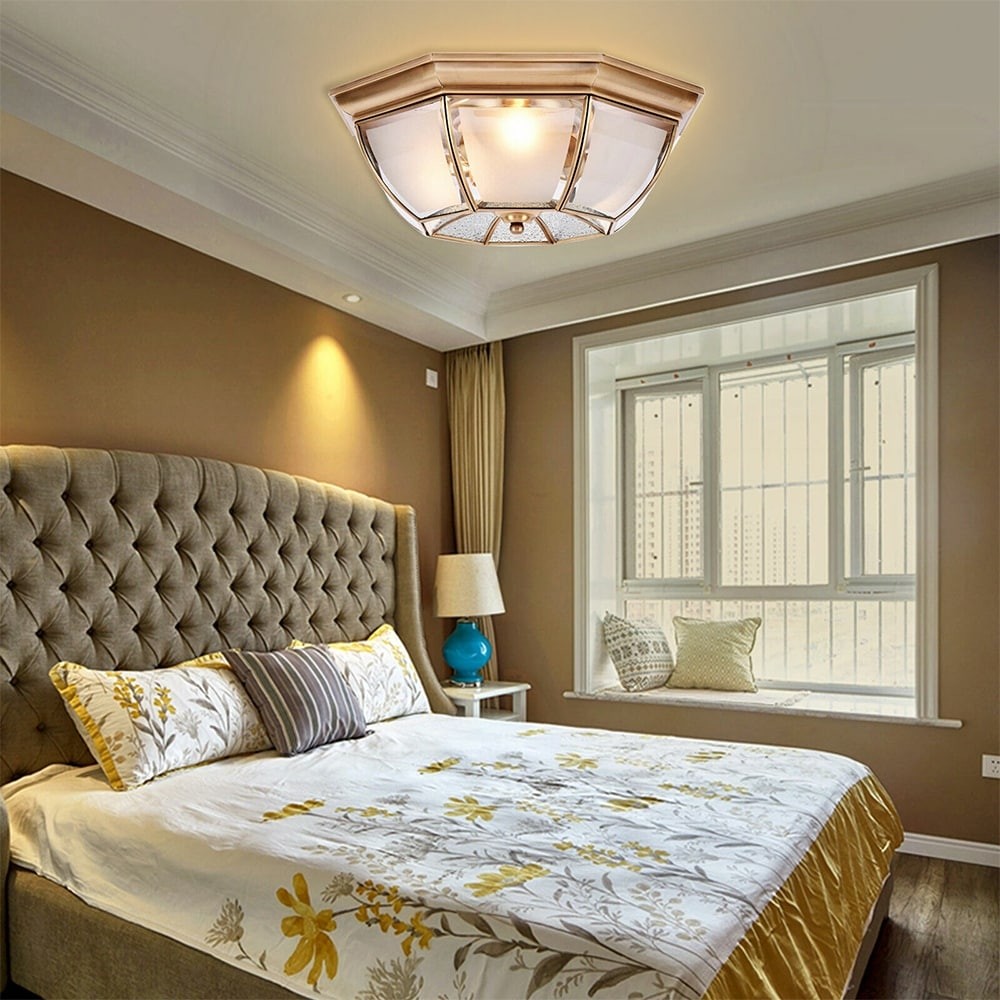 20-Inch Round Semi Flush Mount Glass Chandelier Ceiling Light Fixture