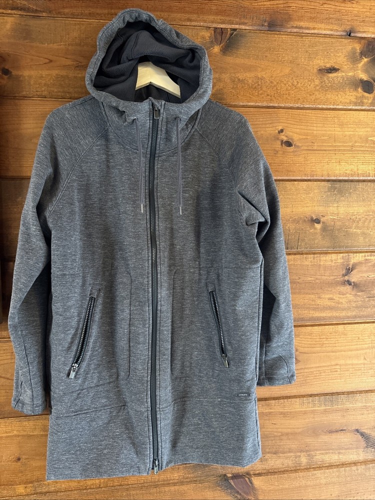 Athleta Women's Full Zip Sweatshirt Small, Gray, Long Sleeves, Front Pockets