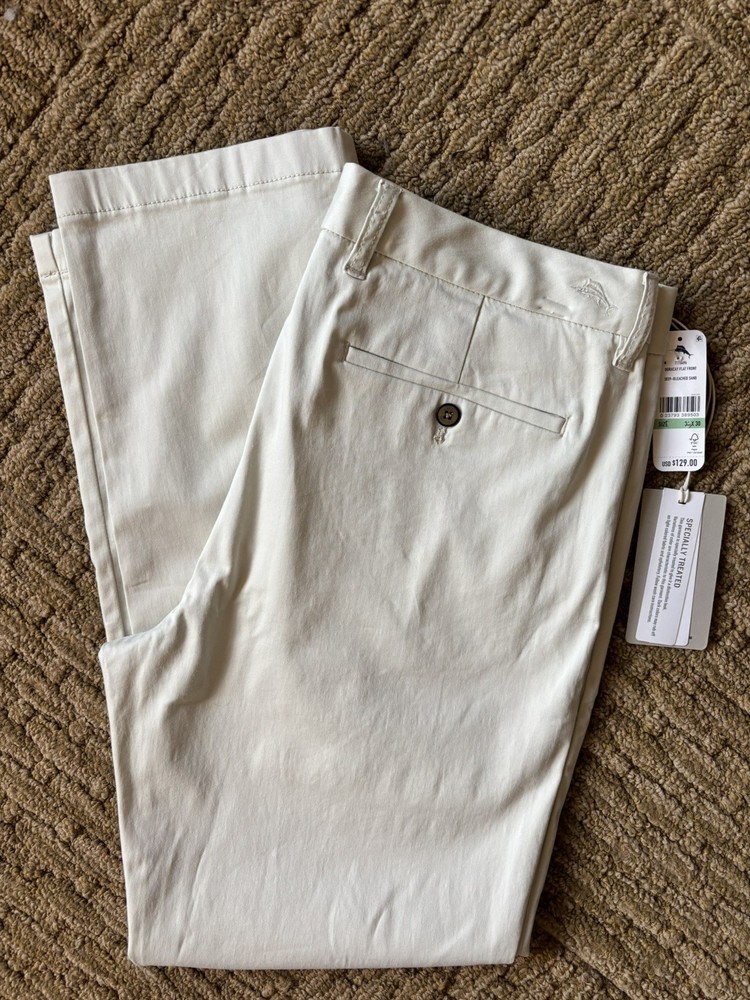 Tommy Bahama Men's pants Boracay Flat front, Sz. 34x30 Bleached Sand Chino,NWT.