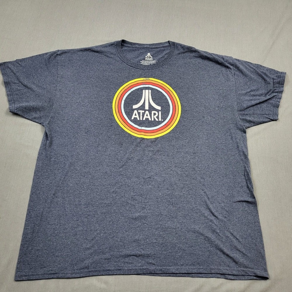Atari Graphic T-Shirt Mens 2X Heather Navy Blue Retro Video Game Ripple Junction