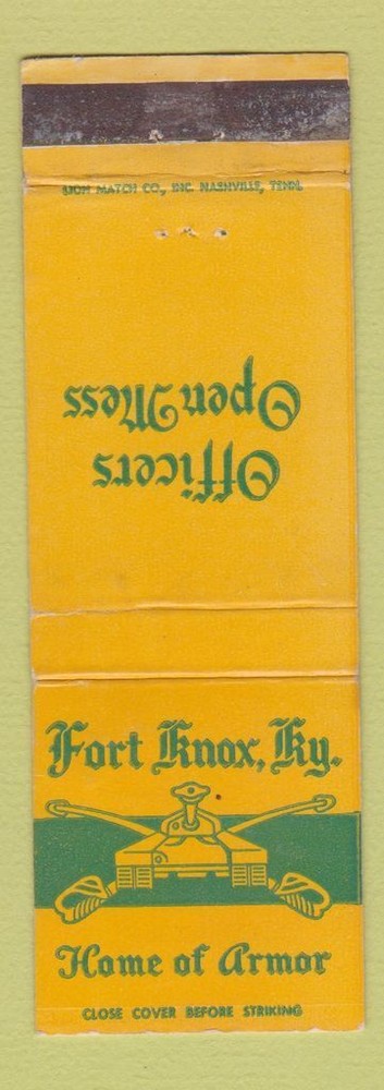 Matchbook Cover - Fort Knox KY Officers Open Mess WEAR