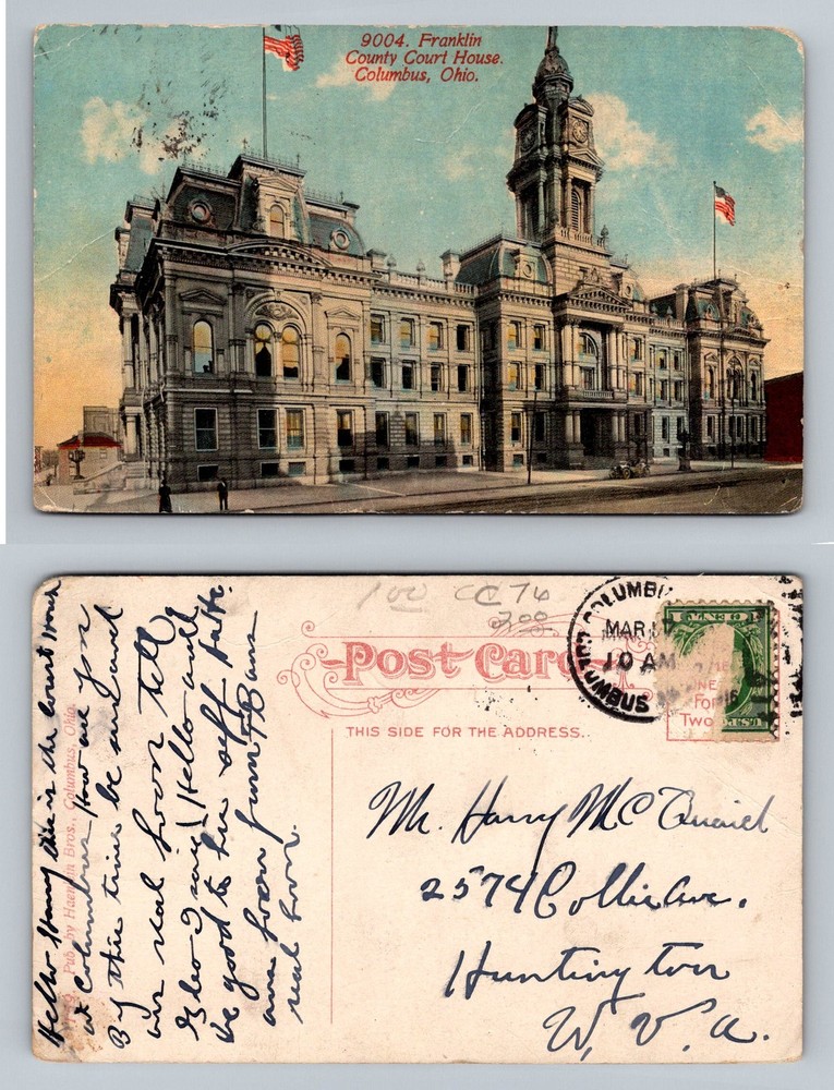 Columbus, OH-Ohio, Franklin County Court House Exterior View Vintage Postcard