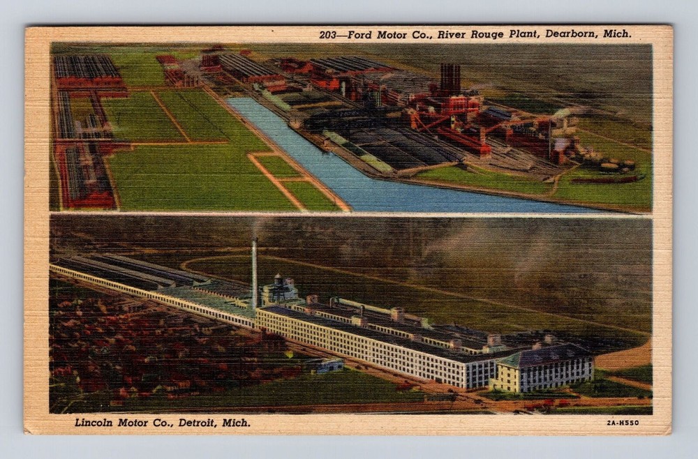 Dearborn MI-Michigan, Ford Motor Co River Rouge Plant, Vintage Souvenir Postcard