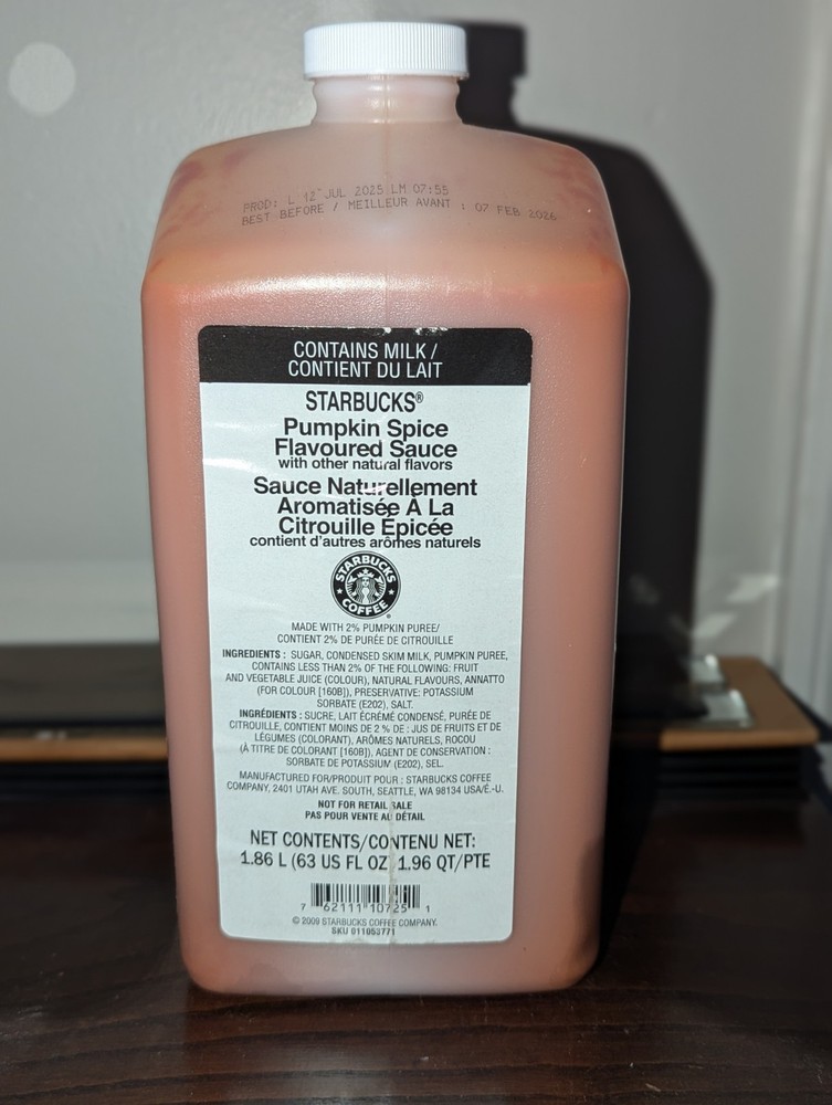 Starbucks Pumpkin Spice Sauce 63 Oz BB 2/7/26