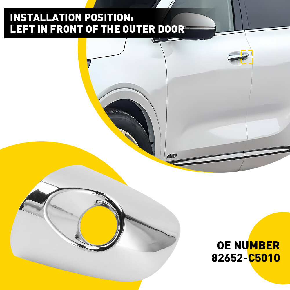For 2016-2020 Kia Sorento Front Left Door Handle Key Cap Cover 82652C5010 Chrome