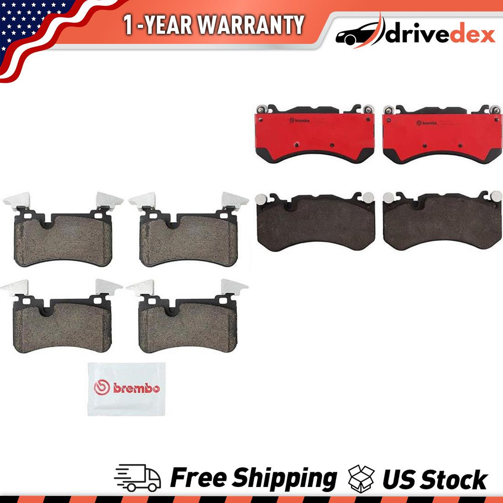 Fits Mercedes-Benz C63 AMG 2008-2012 2013 2pcs Brembo Brake Pad Set Front Rear