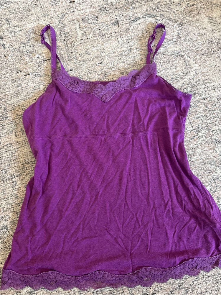 Elle Womens Y2K Lace Trim Babydoll Cami Top Size XS Fairy Preppy Elena Gilbert