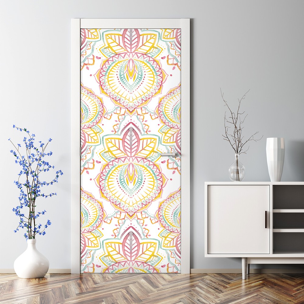 Vibrant Indian Watercolor Abstract Bubble Door Sticker Decal