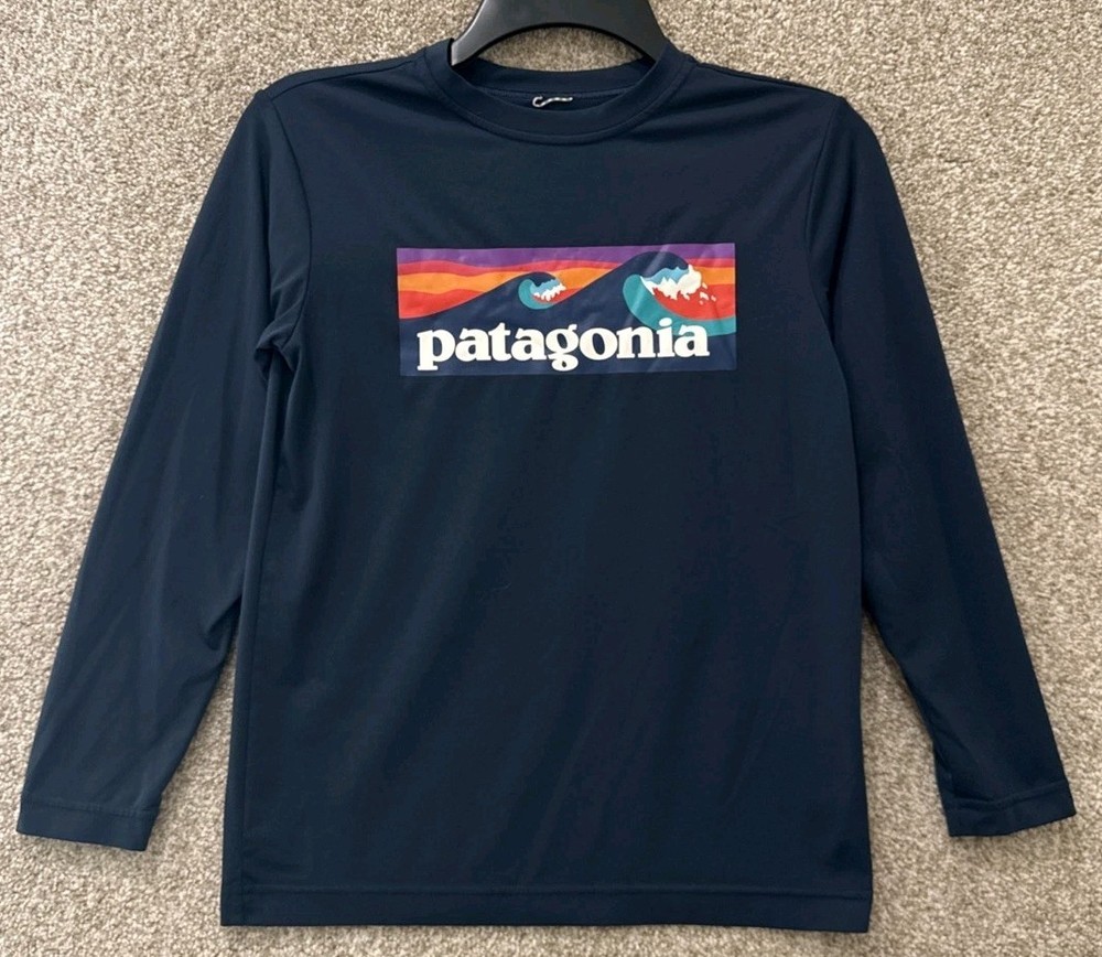 Patagonia Capilene Cool Daily T Shirt Kids Boys Large 12 Blue Long Sleeve 62395