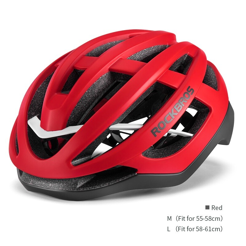 ROCKBROS Bike Helmet Integrally-Molded Lightweight Helmet Red Adjustable 55-58cm