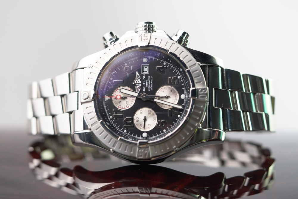 Breitling Super Avenger Stainless Steel 48mm Black Dial Watch Only - A13370