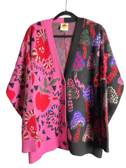 FARM Rio, Women's, Mixed Snake Multi-clr cardigan, button closure V-neck, Size L