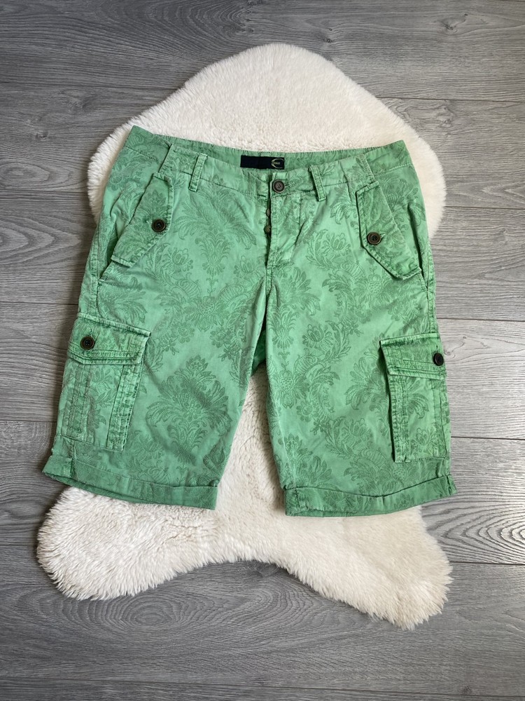 Just Cavalli Men's Green Paisley Cargo Shorts Size 48