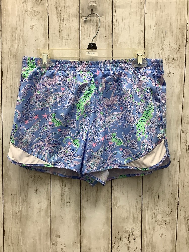 Lilly Pulitzer Luxletic Ocean Trail Shorts Green Tiger Palm Print Medium