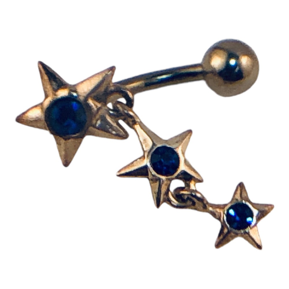 23214 - Blue Crystal Star Dangle Belly - Clear-109 : CS COOL BEANS