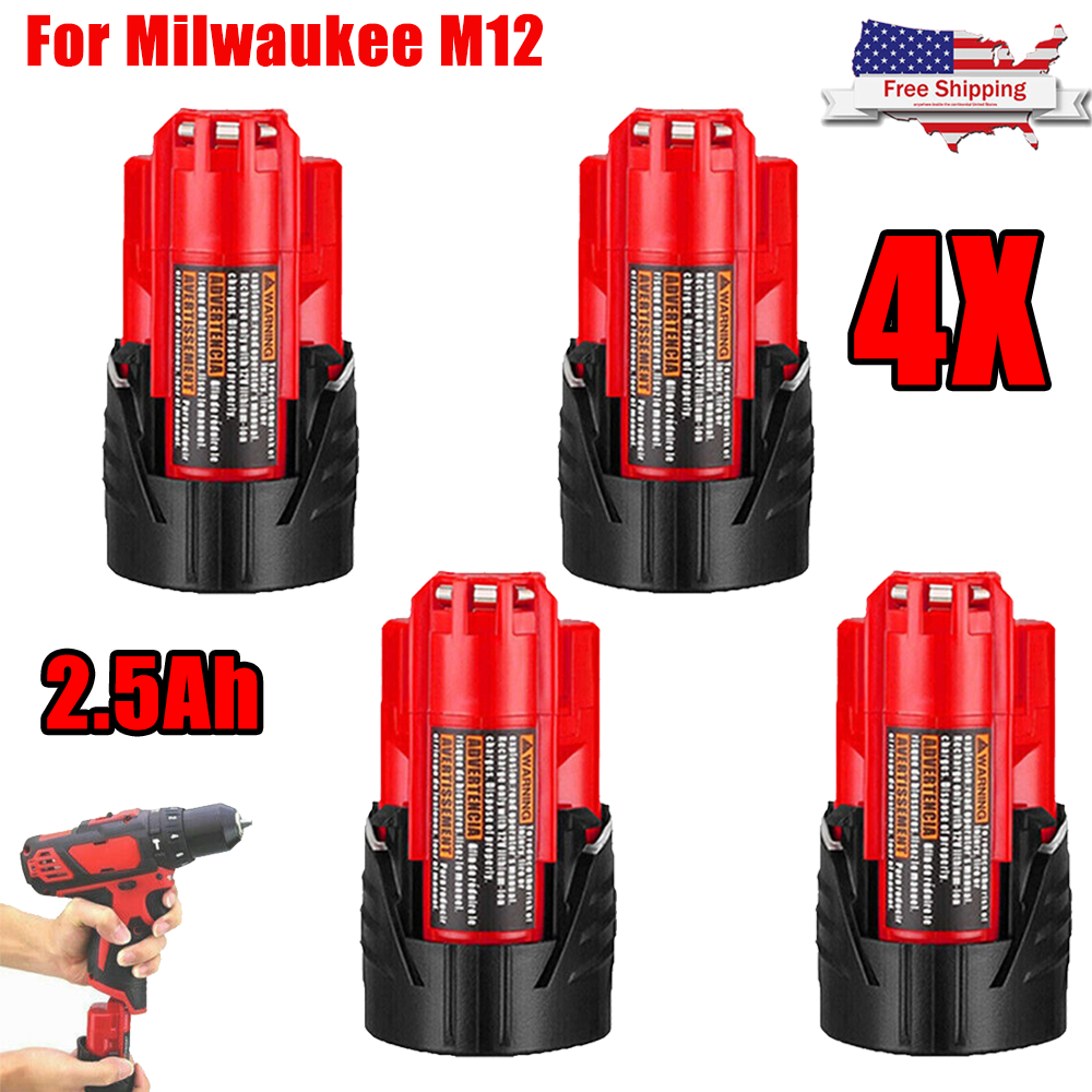 4 Pack Milwaukee M12 3.5Ah Lithium Battery 48-11-2402 48-11-2460 Compact Set