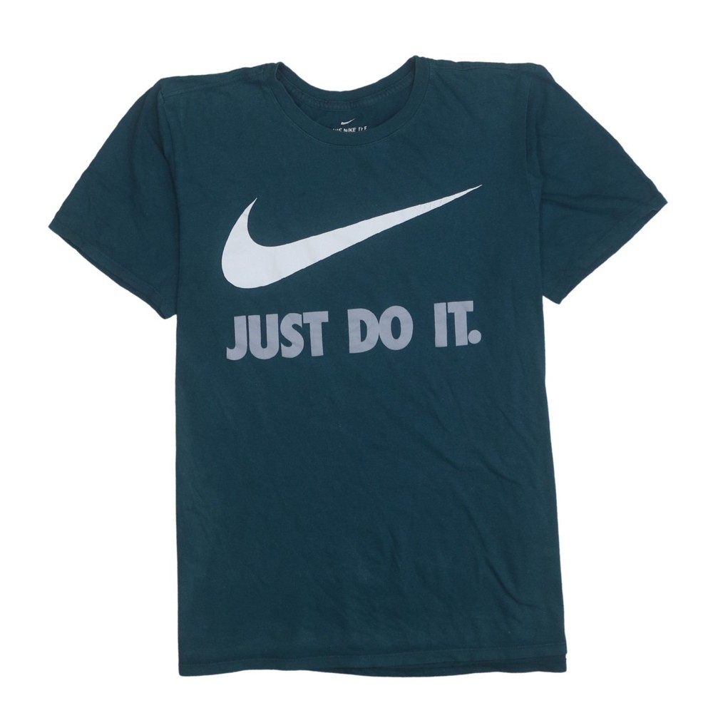 Nike Mens T Shirt Dark Teal Green Dri Fit Just Do It Graphic Sports Logo Tee M