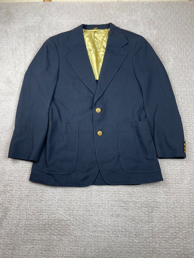 Vintage 80s Neiman Marcus Blazer Mens 38R Black Wool Gold Button Coat Old Money