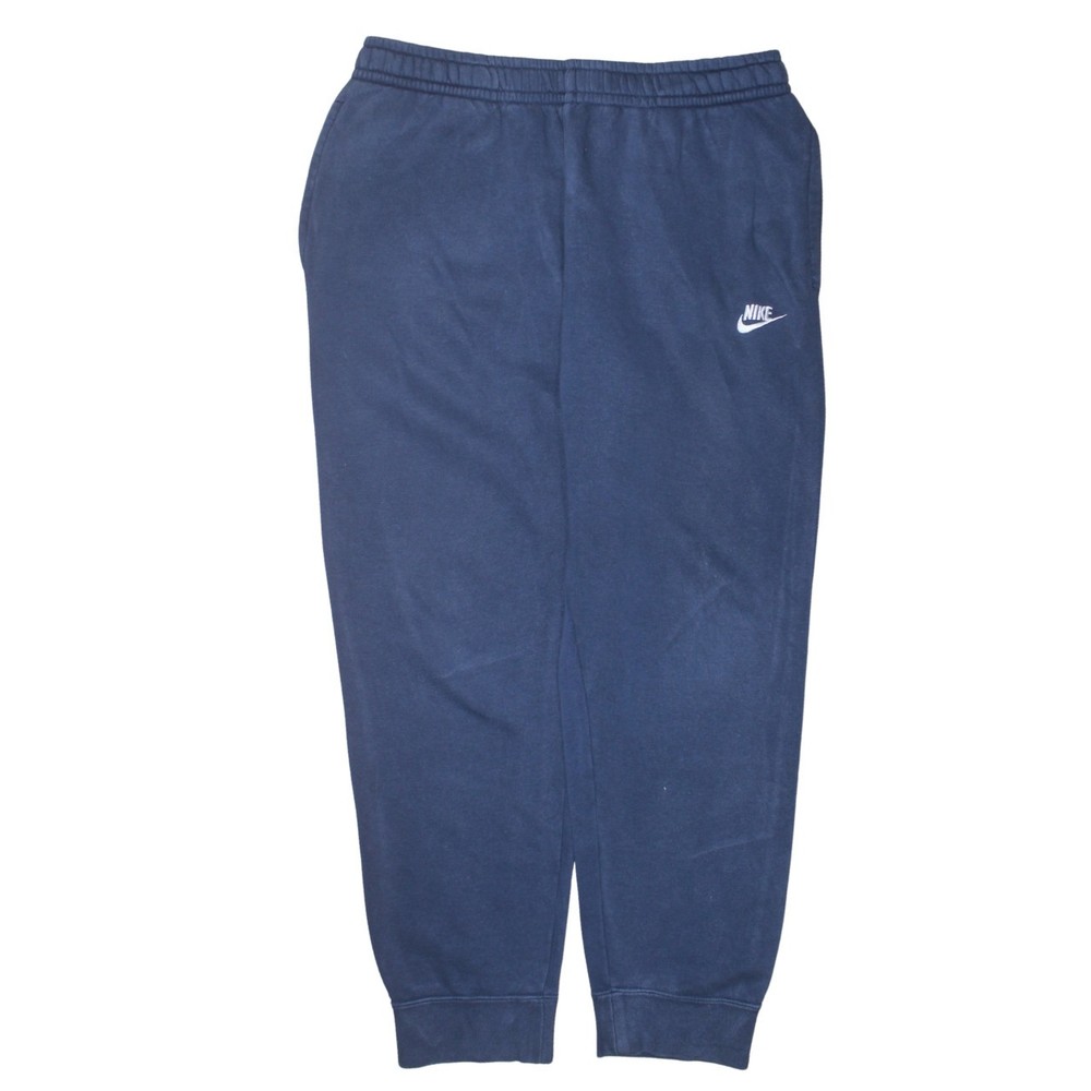 Nike Mens Joggers Navy Blue Fleece Elastic Waist Cuffed Sweatpants Logo Gym L