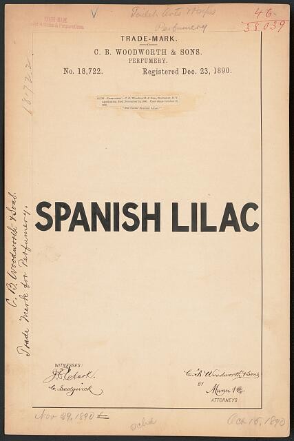 Photo:C B Woodworth Sons Spanish Lilac Perfume Trademark 1890