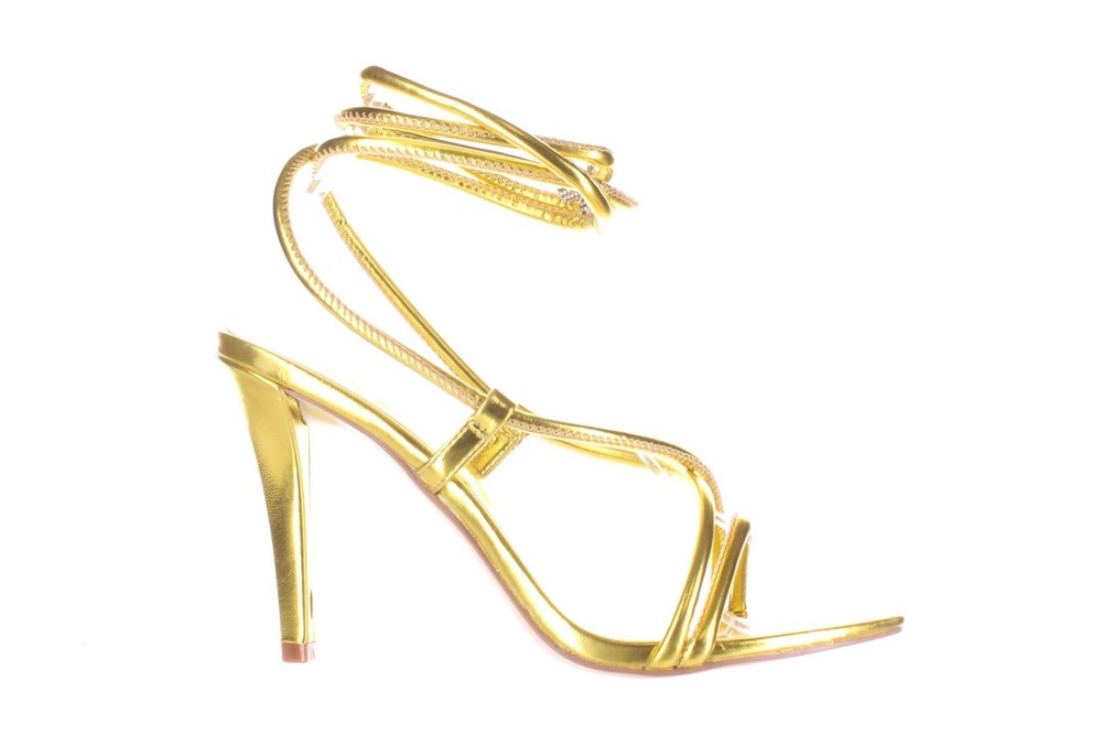 JLO Jennifer Lopez Rainia Gold Ankle Strap Heels Size 6.5 Women's Shoes