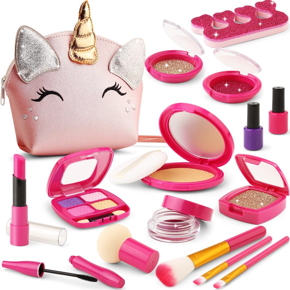 Pretend Makeup Kit for Toddlers Girls, Play Makeup Set for Kids 3-5, Unicorn ...
