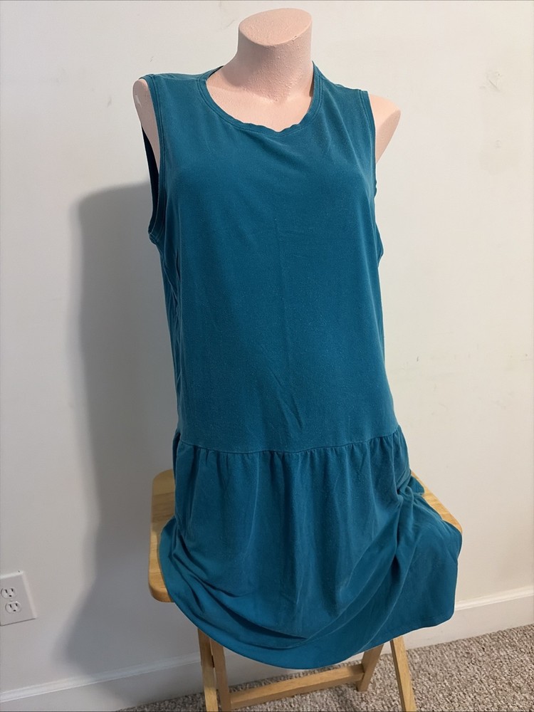 Eileen Fisher Women's Sleeveless Teal Tank Dress Size Large Piling Stretch