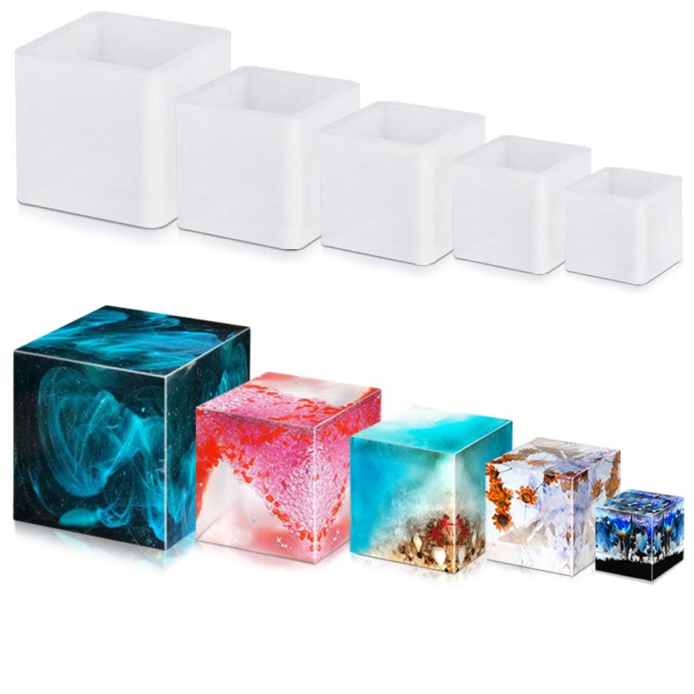 5 Pcs Square Resin Moulds Silione Epoxy Resin Casting Molds Diy Box Resin Mold S