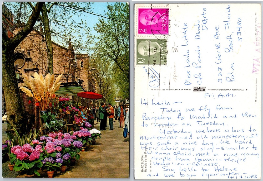 Continental Flower Market Barcelona Postcard