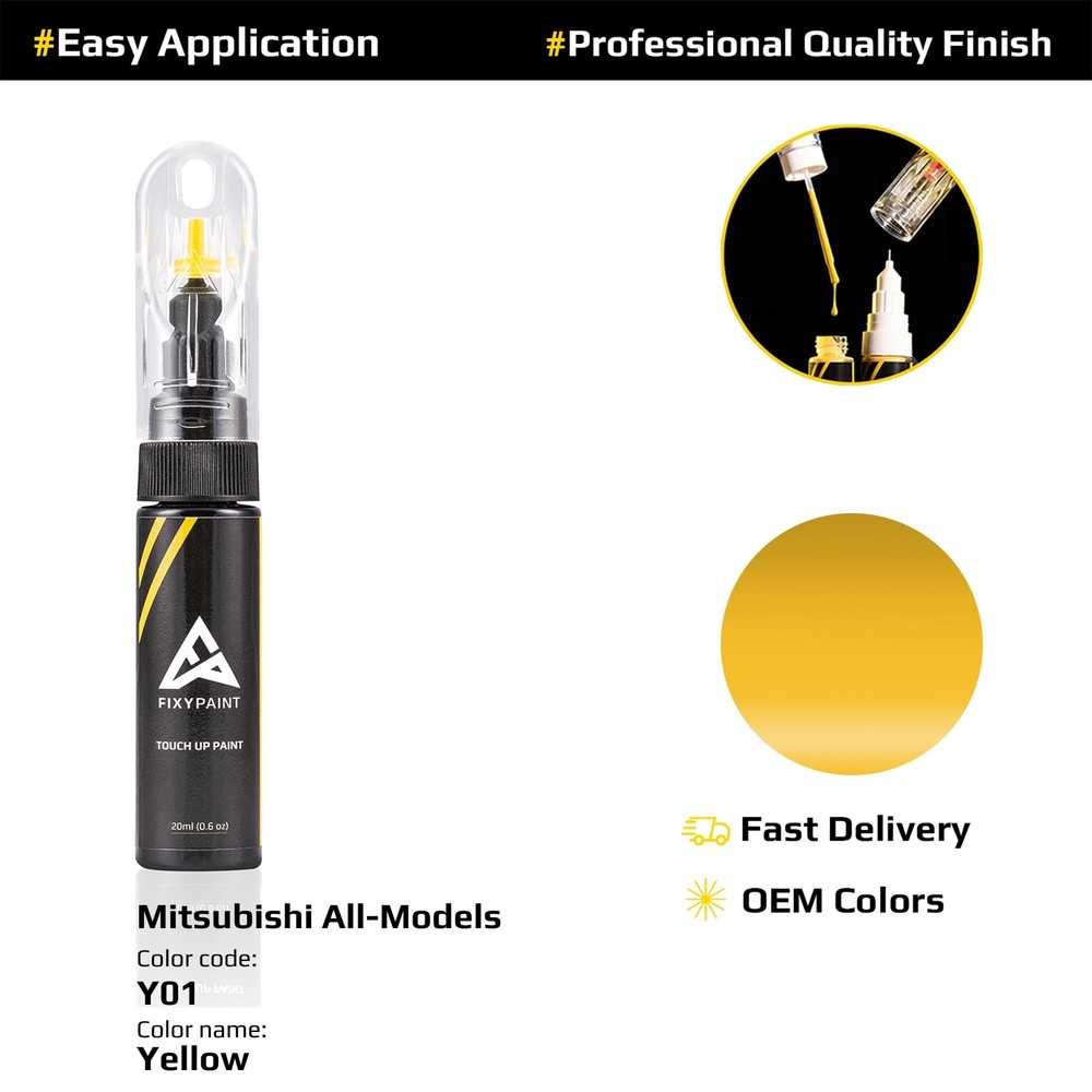 Touch up Paint for Mitsubishi Code: Y01 Yellow Fast Drying Scratch Repair