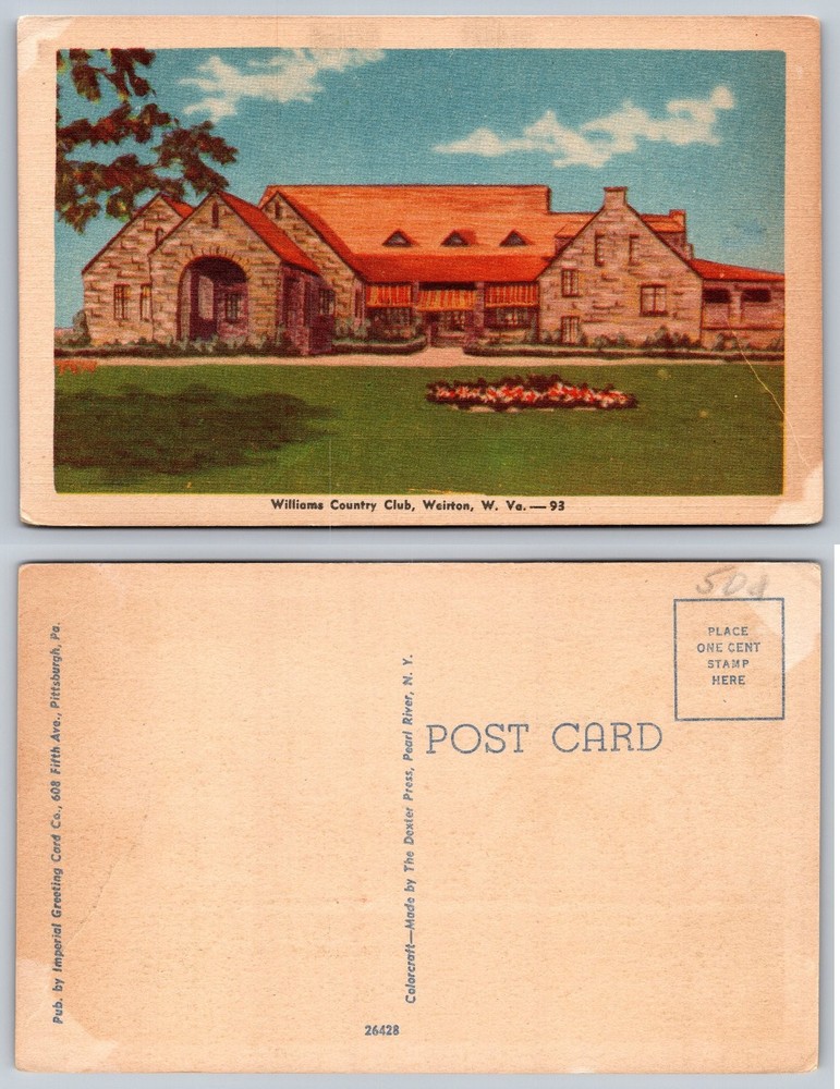 Williams Country Club Weirton WV Vintage Linen Postcard Dexter Press Colorcraft