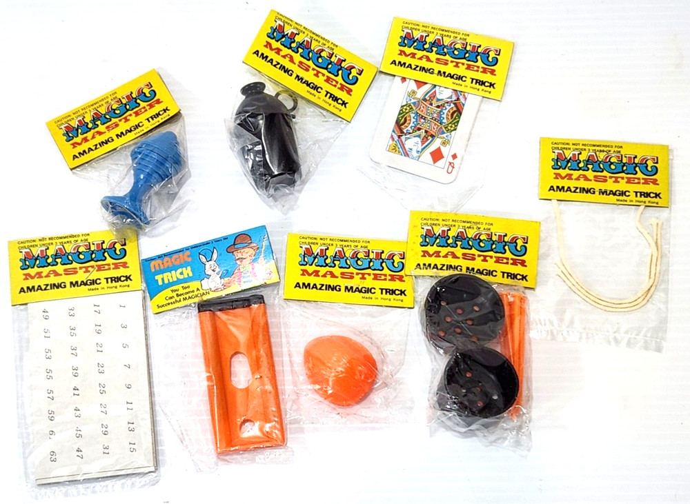 Vtg 70's Magic Master Lot of 8 Amazing Magic Tricks NEW Sealed NOS Hong Kong