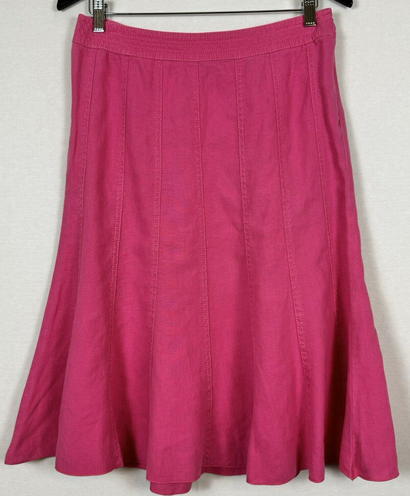 Liz Claiborne Size 4 Magenta Linen Blend Flare Skirt Mid Length A-Line VTG Y2K