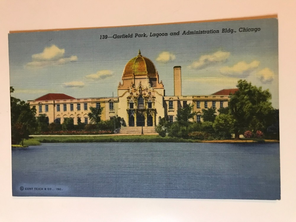 Garfield Park Lagoon and Administration Building Chicago Illinois Postcard