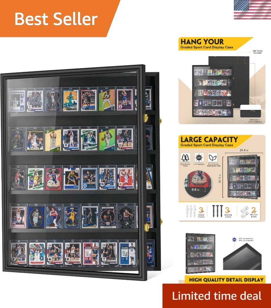 40-Slot XL Sports Wall Display Cabinet for Baseball, Basketball, Hockey Gear