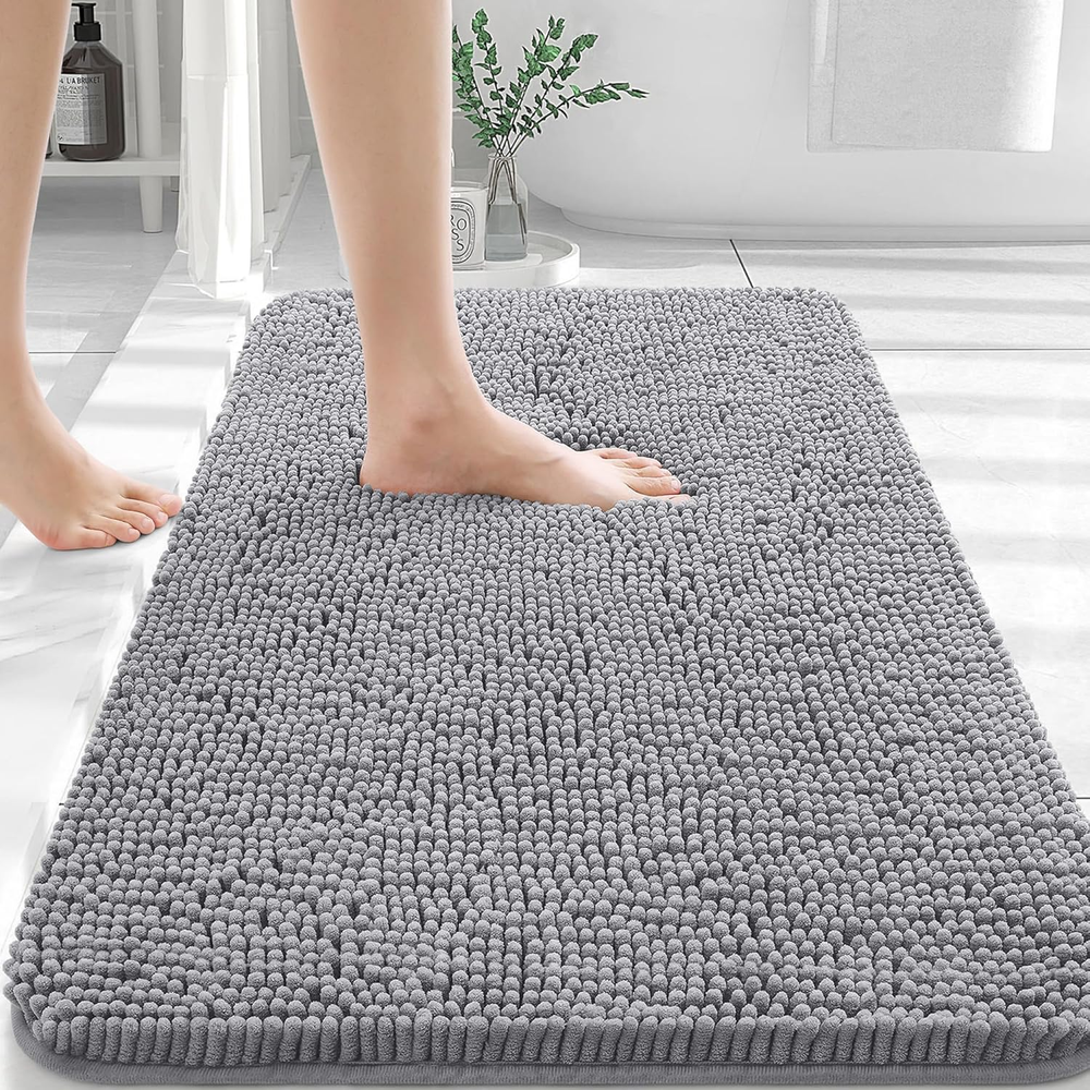 OLANY Chenille Bath Rug 30x20 Soft Absorbent Quick Dry Machine Washable Non-Slip Bathroom Mat
