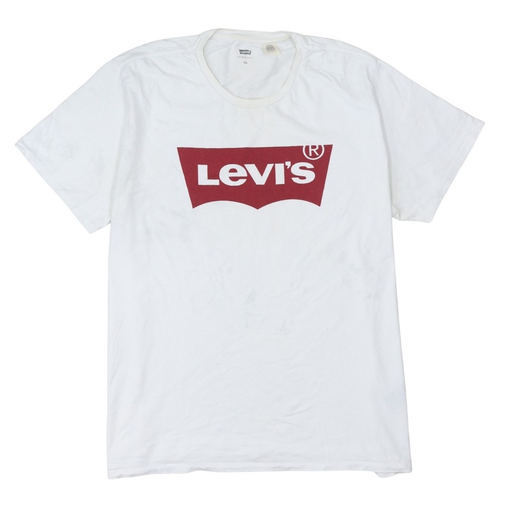 Levis Womens T Shirt White Cotton Batwing Logo Graphic Top Classic Fit XXL