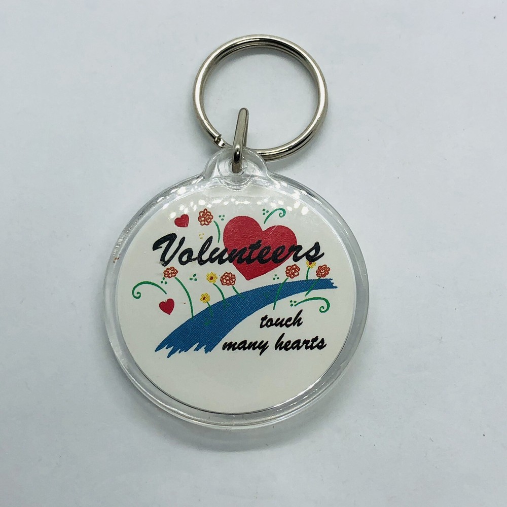 Round Acrylic Volunteers Touch Hearts Keychain for Keys